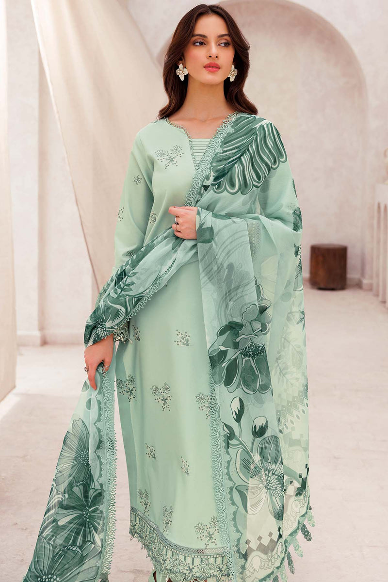 Aqua Cascade - Bahar Embroidered Lawn - Farasha