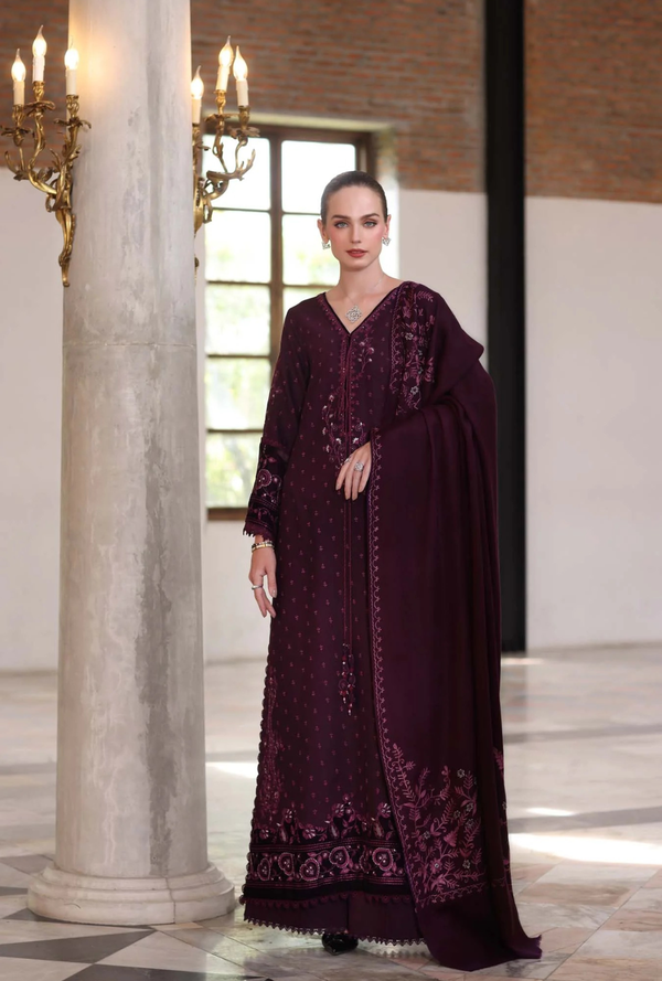 Damson - Noor Winter Pashmina Shawls - Noor by Saadia Asad