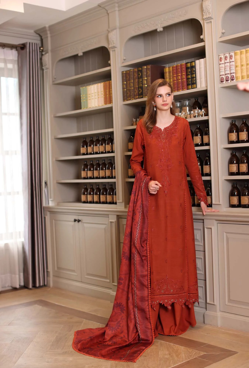 D5 - A - Noor Winter Embroidered Printkhaas - Noor by Sadia Asad