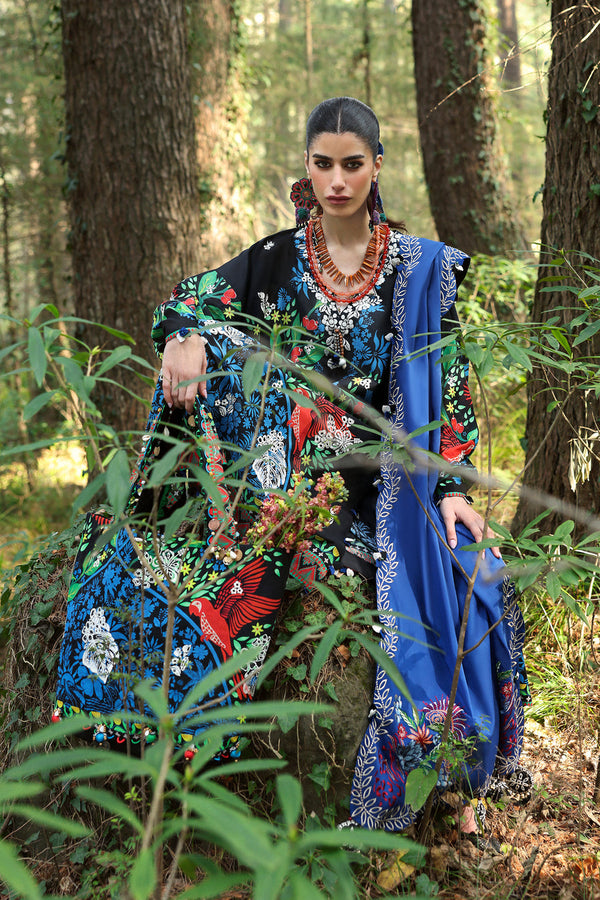 Black Solana (ZL25-03 A) - Neelum Unstitched Lawn`25 - Zaha