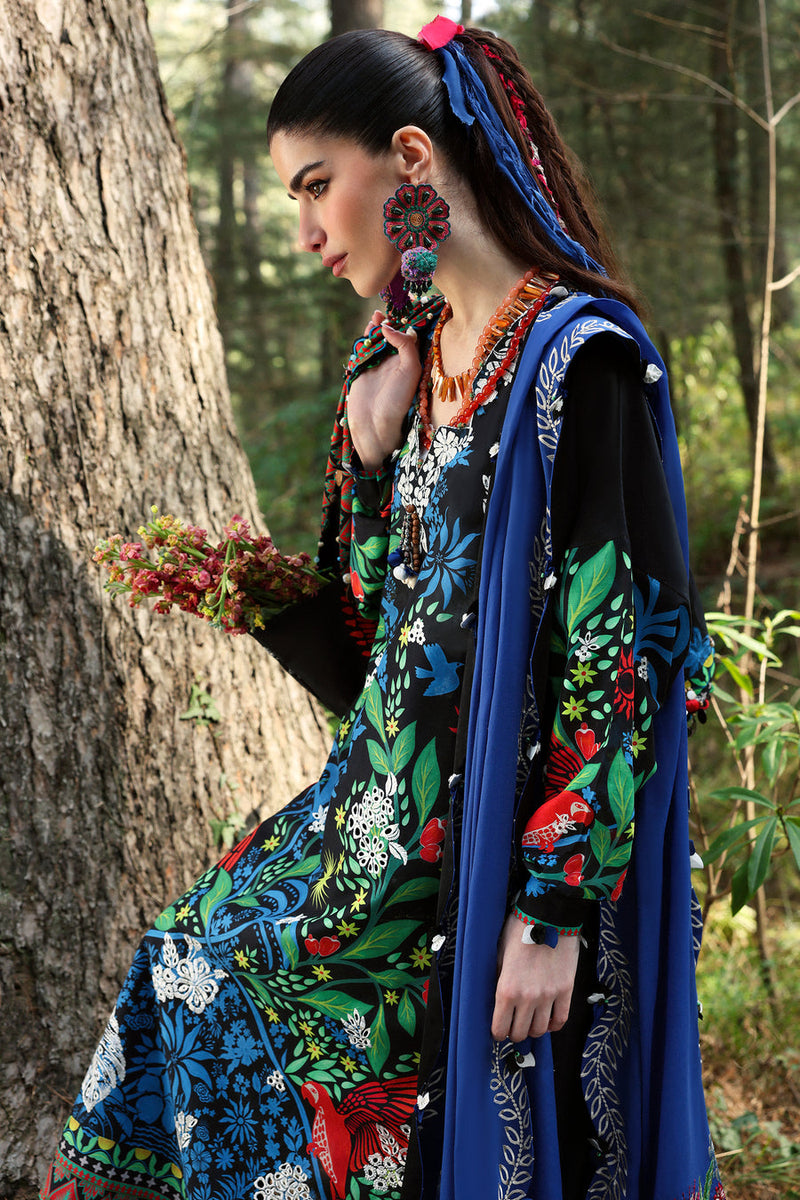 Black Solana (ZL25-03 A) - Neelum Unstitched Lawn`25 - Zaha