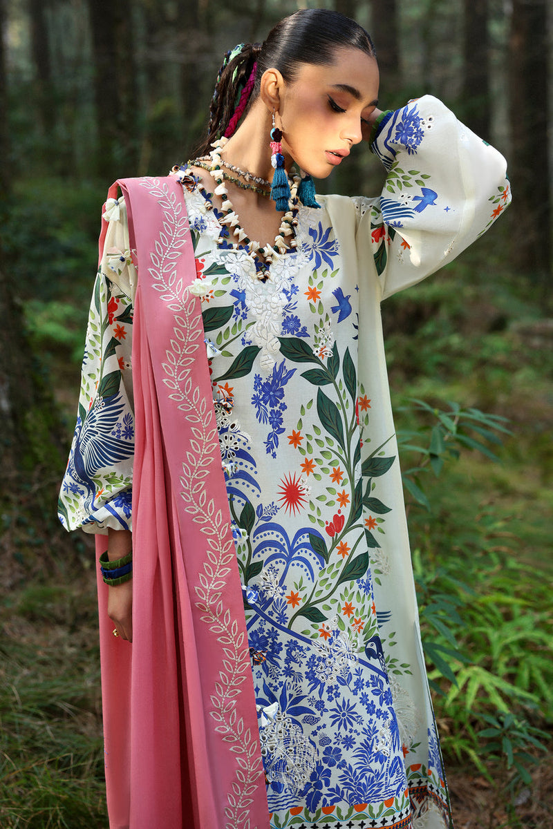 White Solana (ZL25-03 B) - Neelum Unstitched Lawn`25 - Zaha