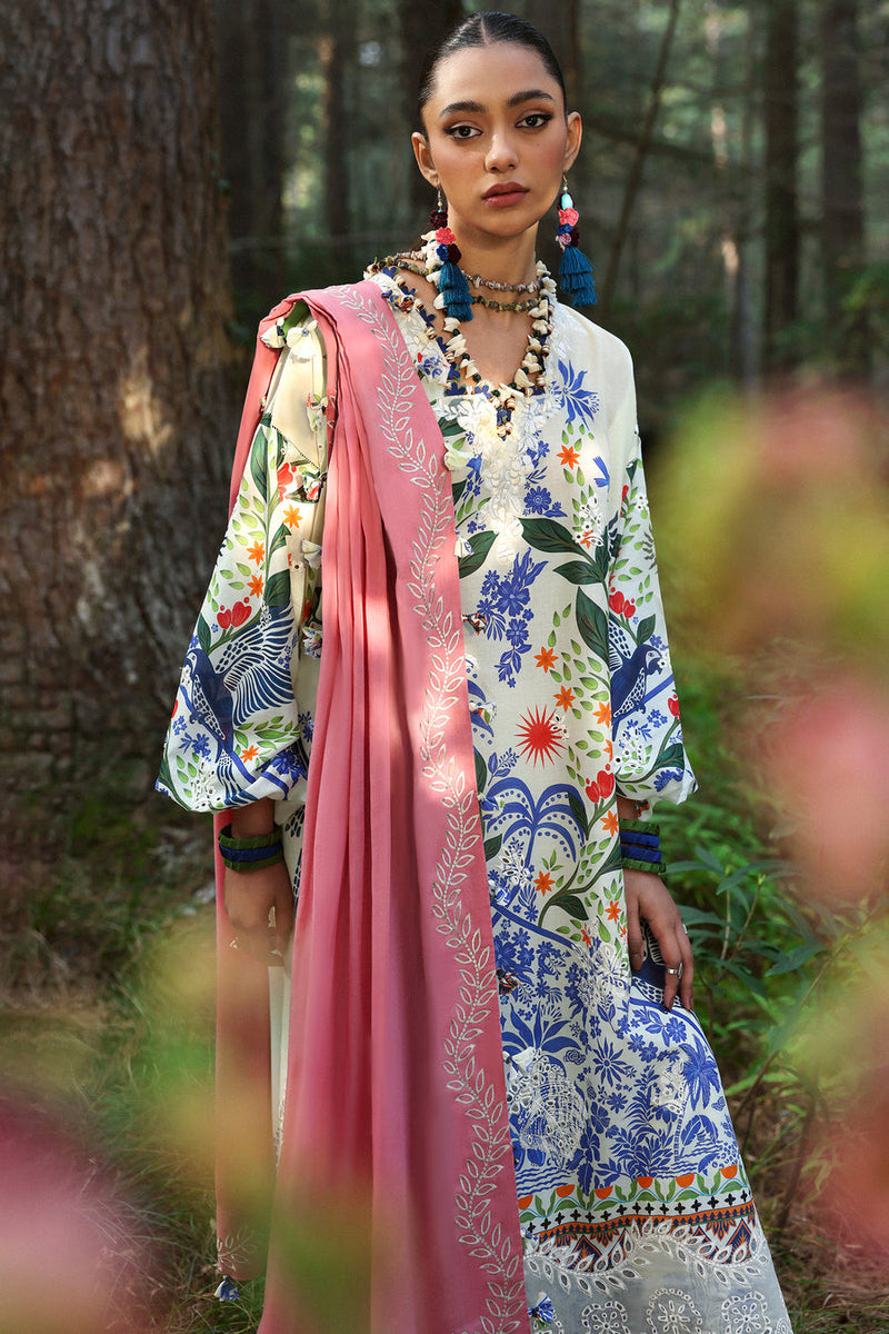 White Solana (ZL25-03 B) - Neelum Unstitched Lawn`25 - Zaha