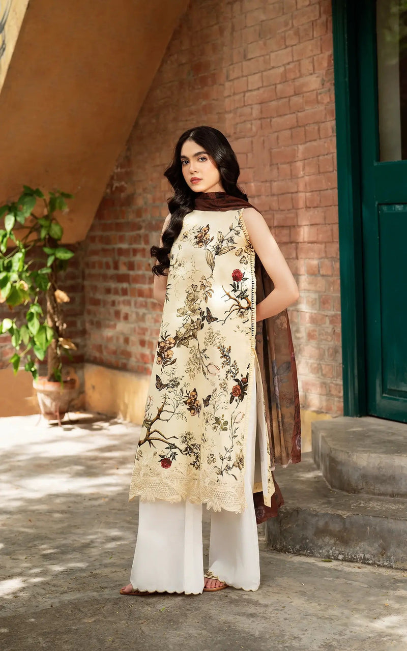 D-01 - Meadow Bloom - Yakin Unstitched Lawn - Asifa & Nabeel