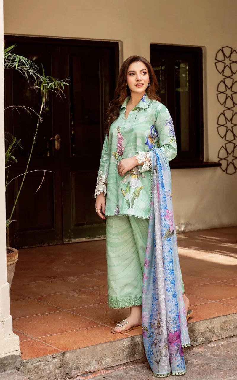 D-04 - Floral Mist - Yakin Unstitched Lawn - Asifa & Nabeel