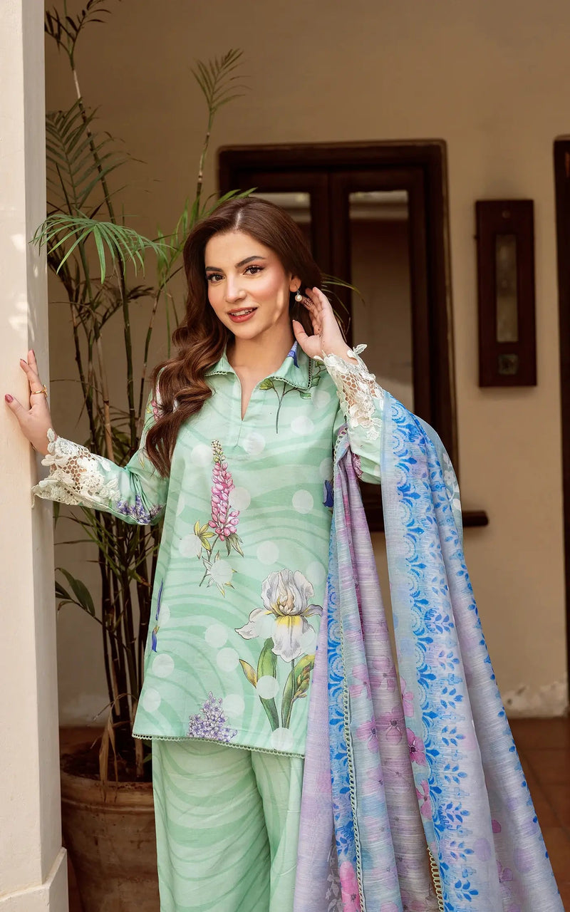 D-04 - Floral Mist - Yakin Unstitched Lawn - Asifa & Nabeel