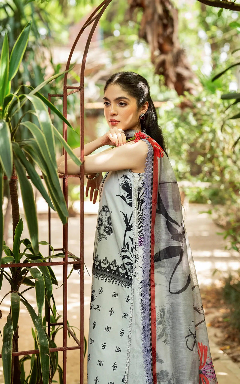 D-09 - Wild Flower veil - Yakin Unstitched Lawn - Asifa & Nabeel