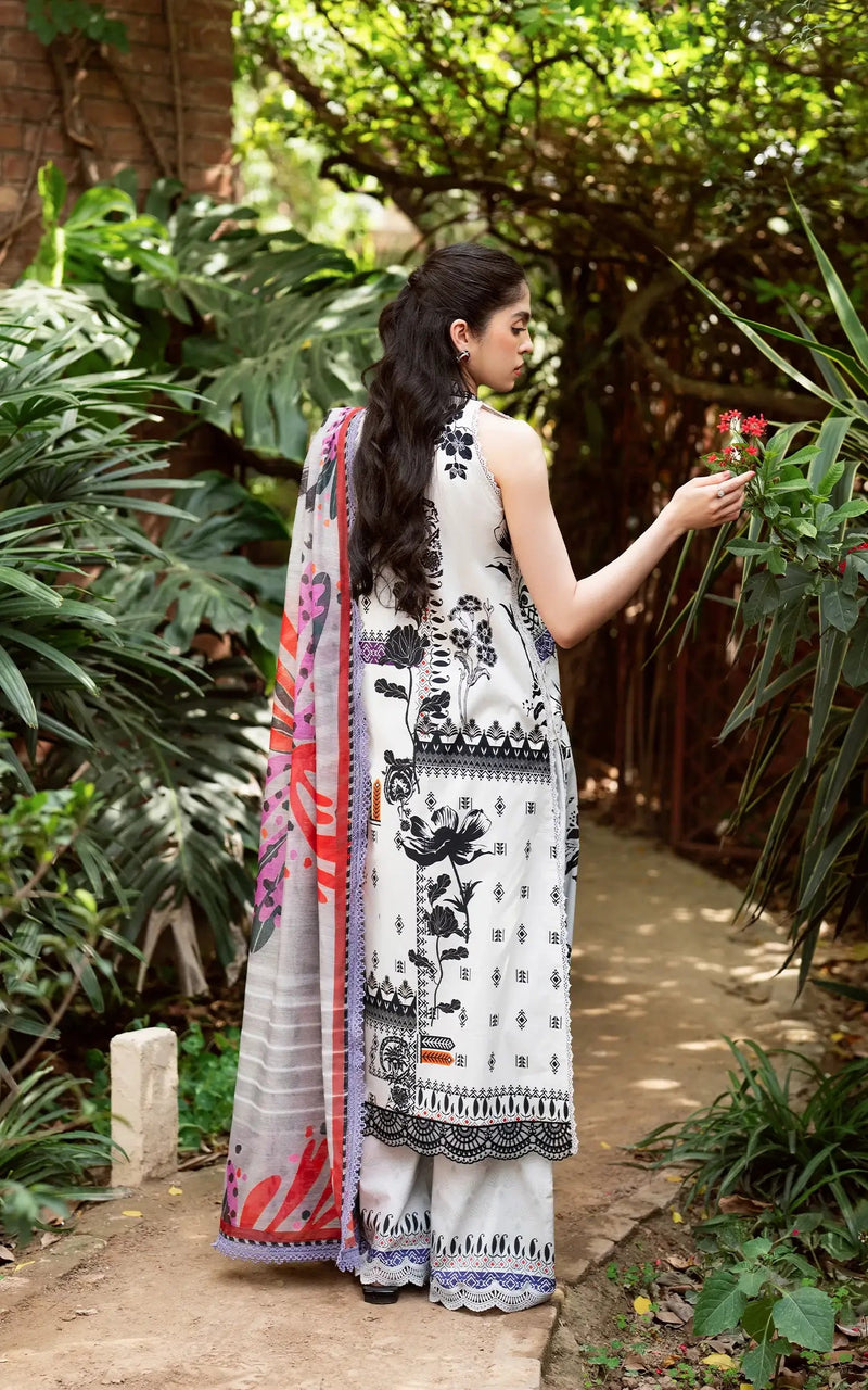 D-09 - Wild Flower veil - Yakin Unstitched Lawn - Asifa & Nabeel