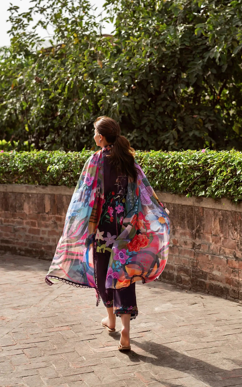 D-12 - Whimsical Flora - Yakin Unstitched Lawn - Asifa & Nabeel