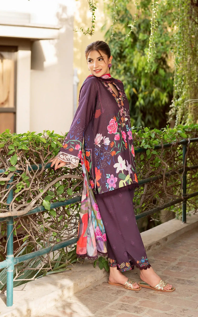 D-12 - Whimsical Flora - Yakin Unstitched Lawn - Asifa & Nabeel
