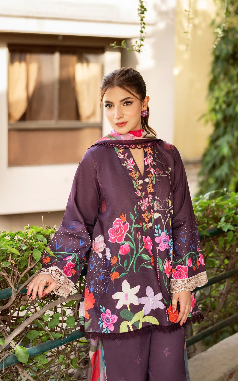 D-12 - Whimsical Flora - Yakin Unstitched Lawn - Asifa & Nabeel