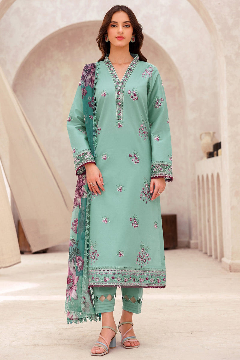 Cyan Whisper - Bahar Embroidered Lawn - Farasha