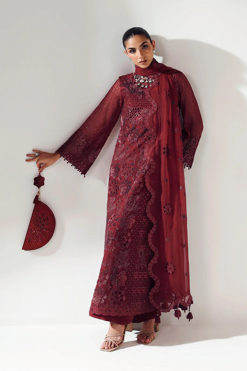 Rika Maroon 00 - Aymal bamber Chiffon - Alizeh