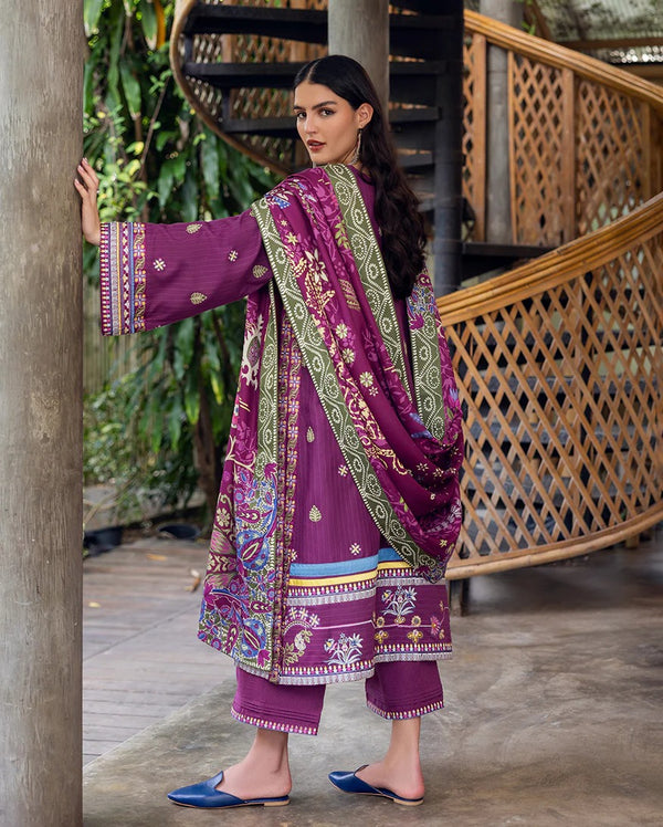 Plum Swirl - Symphony Karandi Unstitched - Mushq Hemline