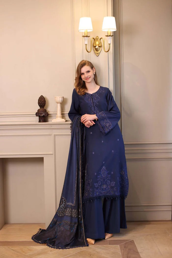 D7 - B - Noor Winter Embroidered Printkhaas - Noor by Sadia Asad