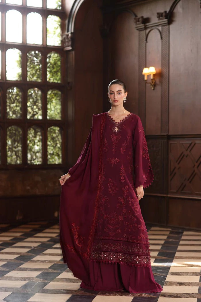 Royal Claret - Noor Winter Pashmina Shawls - Noor by Saadia Asad