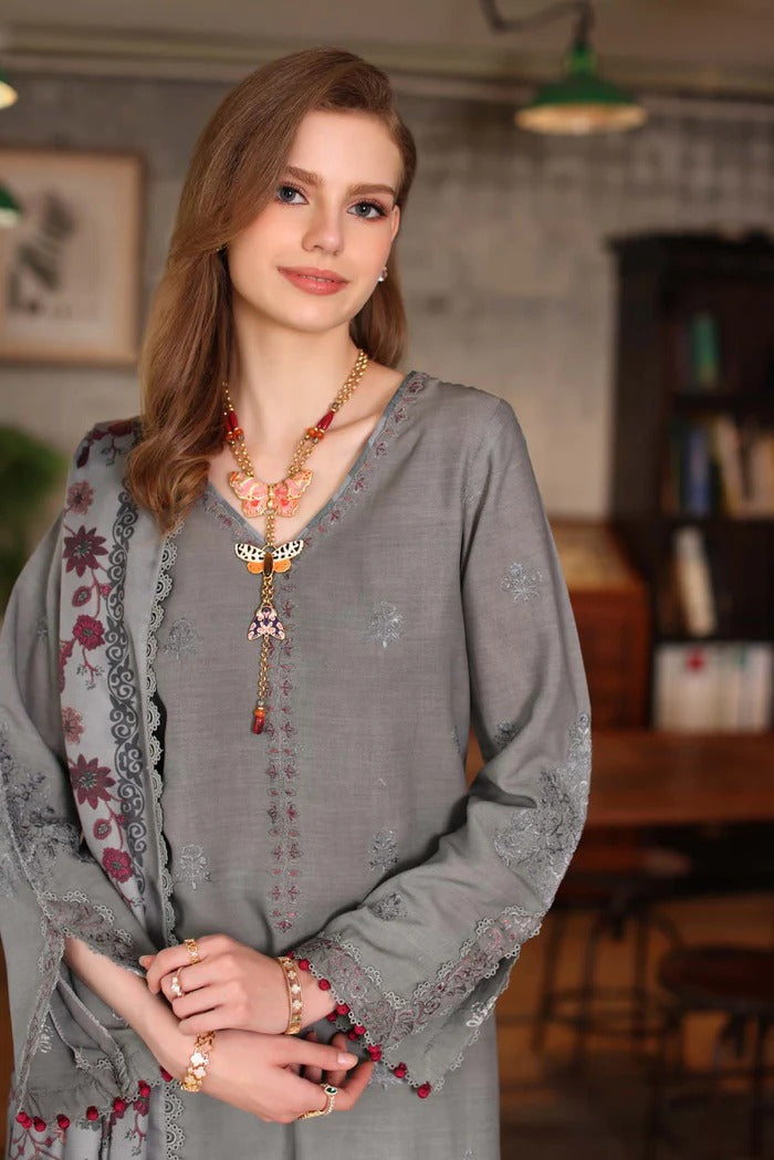 D4 - B - Noor Winter Embroidered Printkhaas - Noor by Sadia Asad