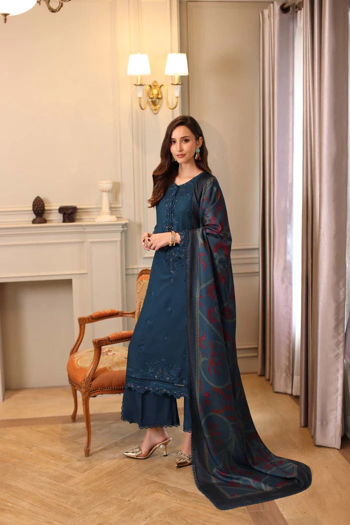 D5 - B - Noor Winter Embroidered Printkhaas - Noor by Sadia Asad