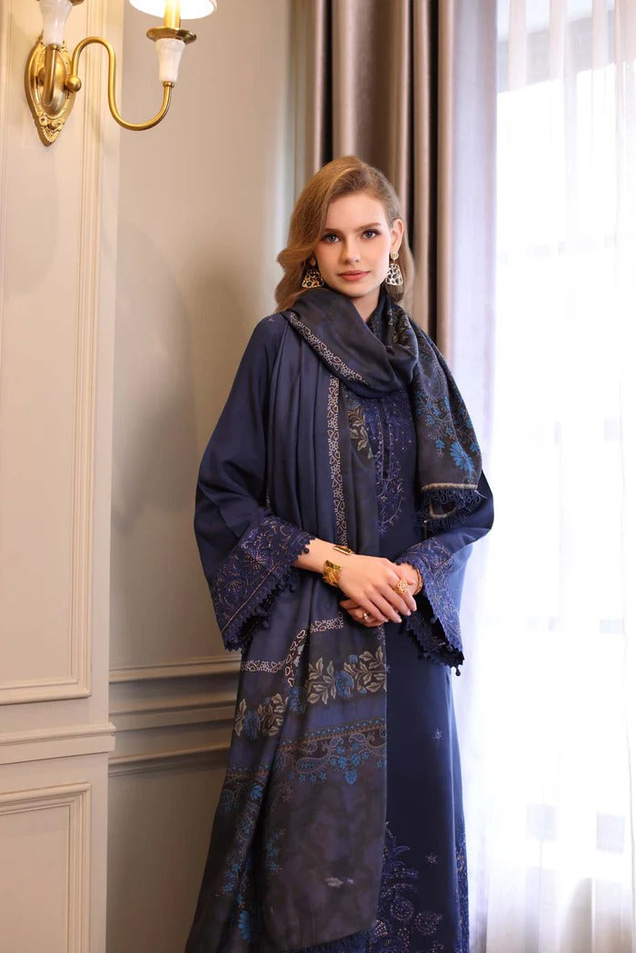 D7 - B - Noor Winter Embroidered Printkhaas - Noor by Sadia Asad