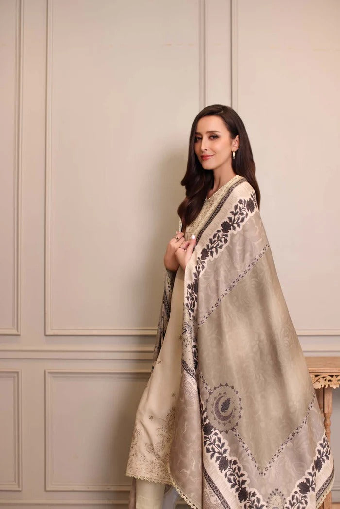 D7 - A - Noor Winter Embroidered Printkhaas - Noor by Sadia Asad