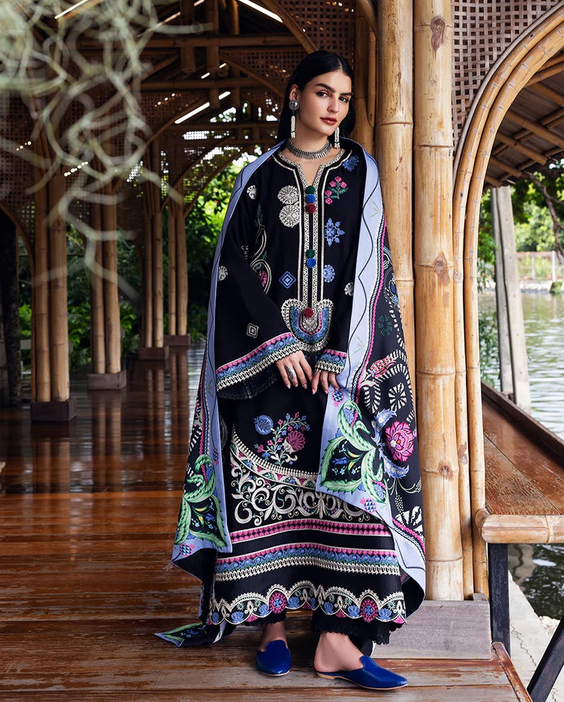 Midnight Rune - Symphony Karandi Unstitched - Mushq Hemline