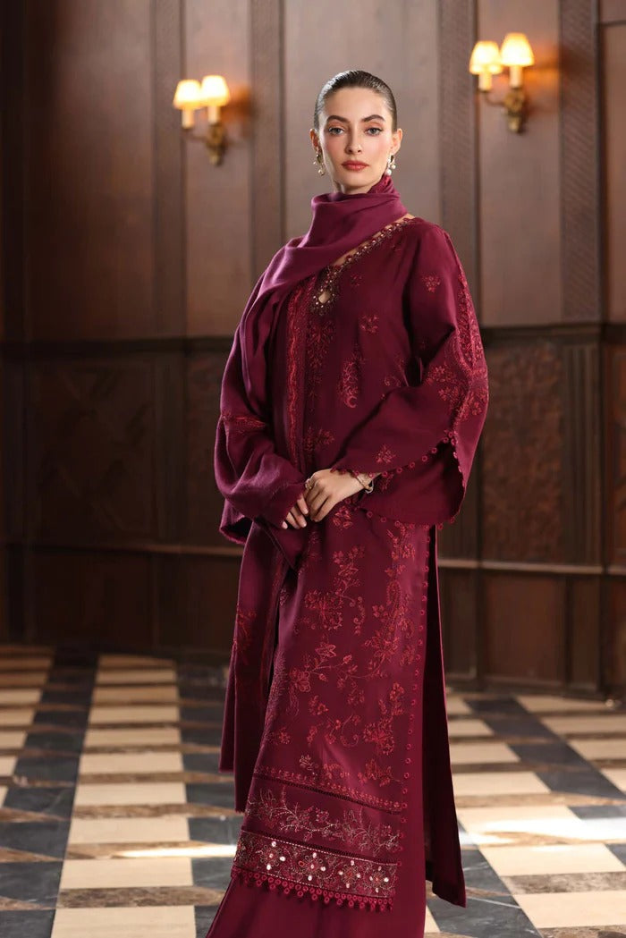 Royal Claret - Noor Winter Pashmina Shawls - Noor by Saadia Asad