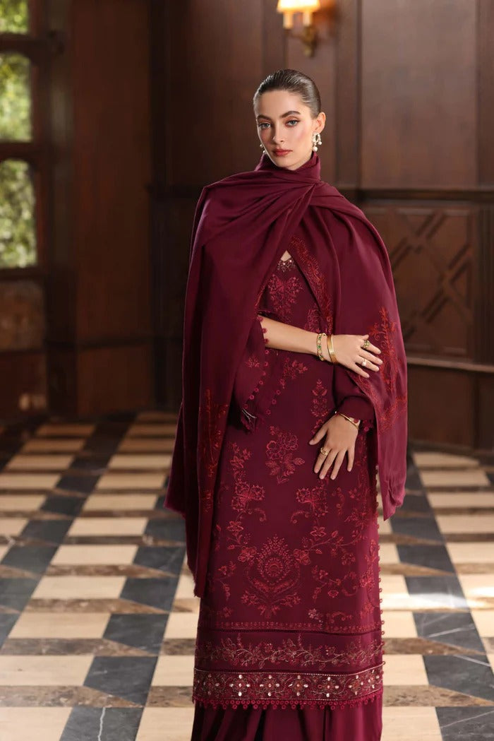 Royal Claret - Noor Winter Pashmina Shawls - Noor by Saadia Asad