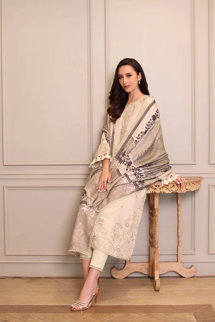 D7 - A - Noor Winter Embroidered Printkhaas - Noor by Sadia Asad