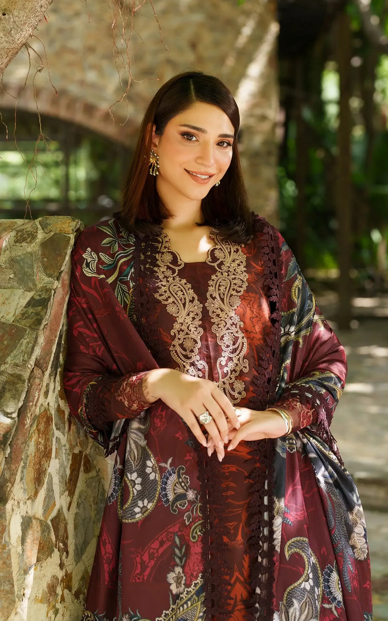 Crimson Chill - Meraki Winter Unstitched - Asifa & Nabeel